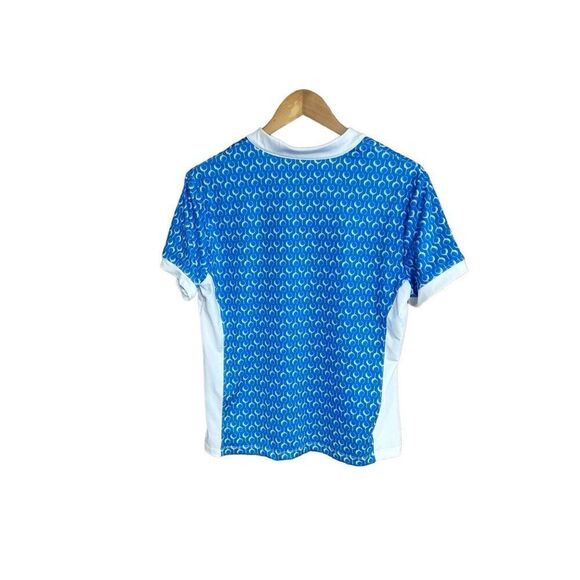 Lillie Green Petite Large (PL) 1/4 Zip Short Sleeve Golf Tee Shirt Bright Turquo - Picture 3 of 5